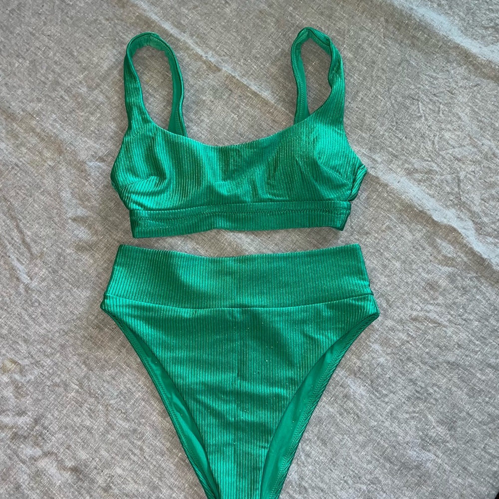 Shiny Green Aerie Bikini Set